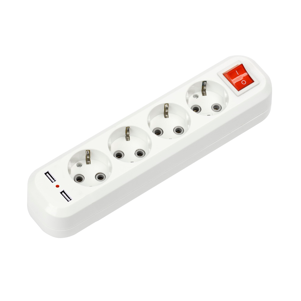 Колодка УЗВ-4USB-GRAND четырехместная с выключателем, 2хUSB и заземлением 5340 IN HOME (1/40)